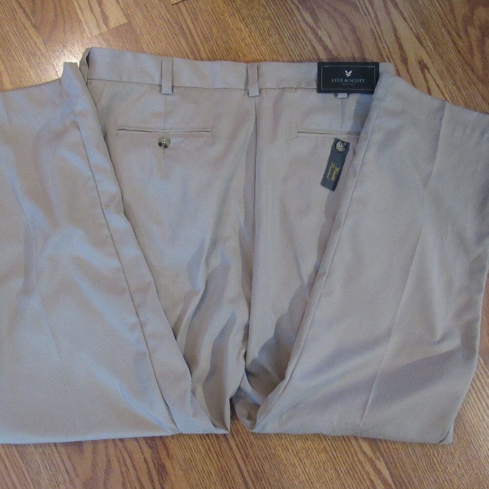 NWT Lyle & Scott Men's Pants 36x30 Khaki Tan Wrinkle‎ Resistant Polyester